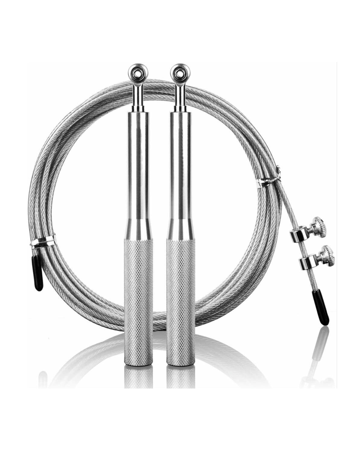 TODO Speed Ball Bearing Jump Rope w/ Anti Slip Handles Fitness Workout Exercise Boxing - Silver