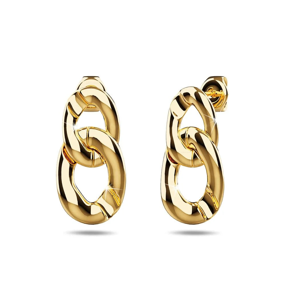 Bullion Gold Inscript Link Gold Layered Earrings