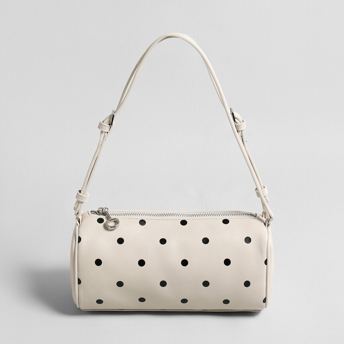 Polka Dot Cylinder Pillow Bag - Ivory