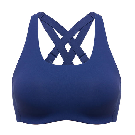 Power On Molded Cup Strappy Racerback Wireless Bra - Navy