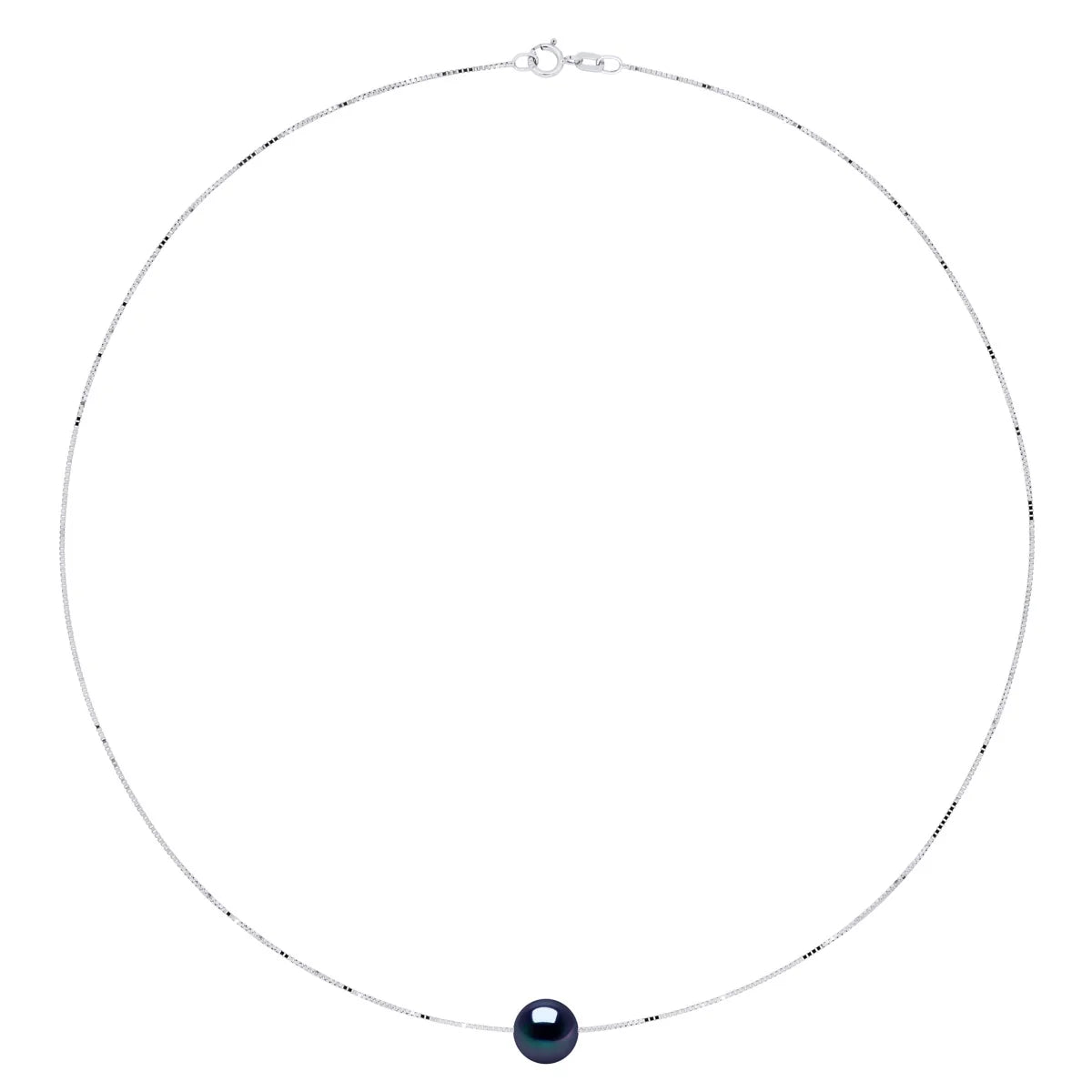 Necklace Freshwater Pearl Black White Gold 9-10mm