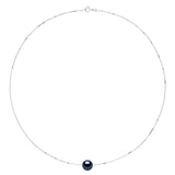 Necklace Freshwater Pearl Black White Gold 9-10mm