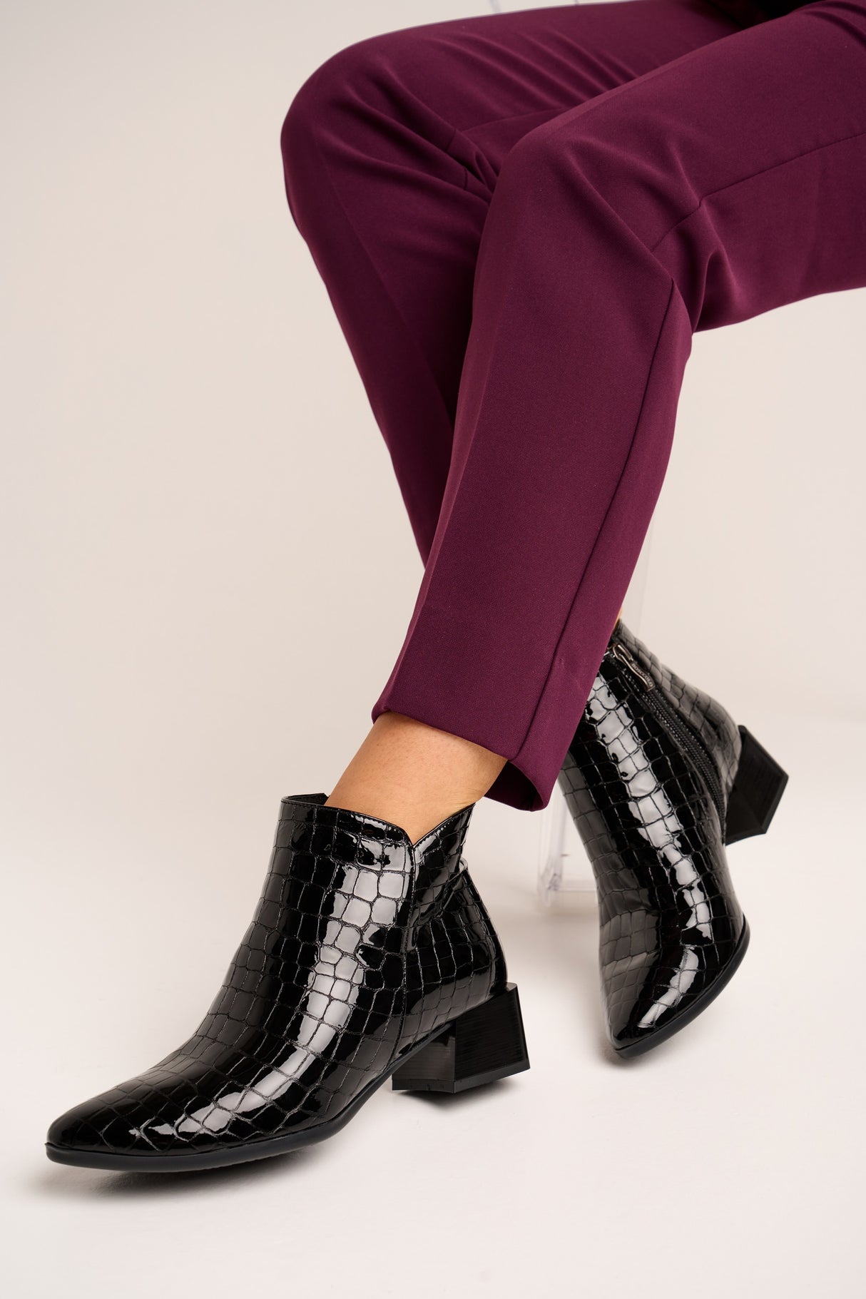 Bosccolo Womens Ankle Boots - Patent Black
