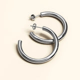 Bullion Gold Erica White Gold Hoop Earrings 20mm