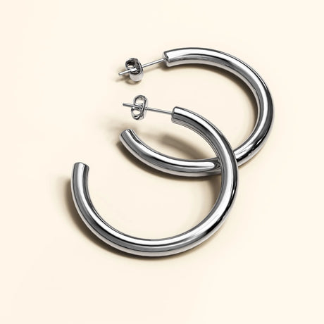 Bullion Gold Erica White Gold Hoop Earrings 20mm