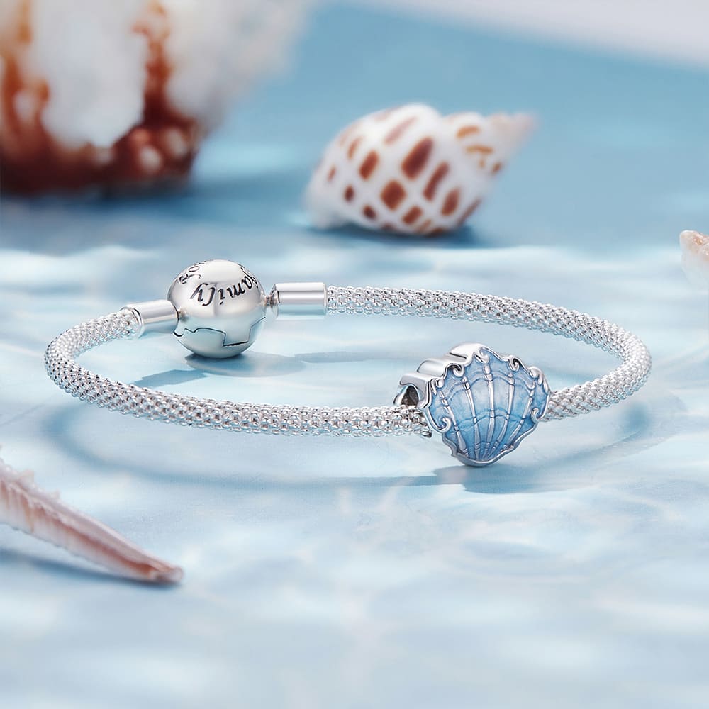 Solid 925 Signature Silver Azure Seashell Charm