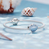 Solid 925 Signature Silver Azure Seashell Charm