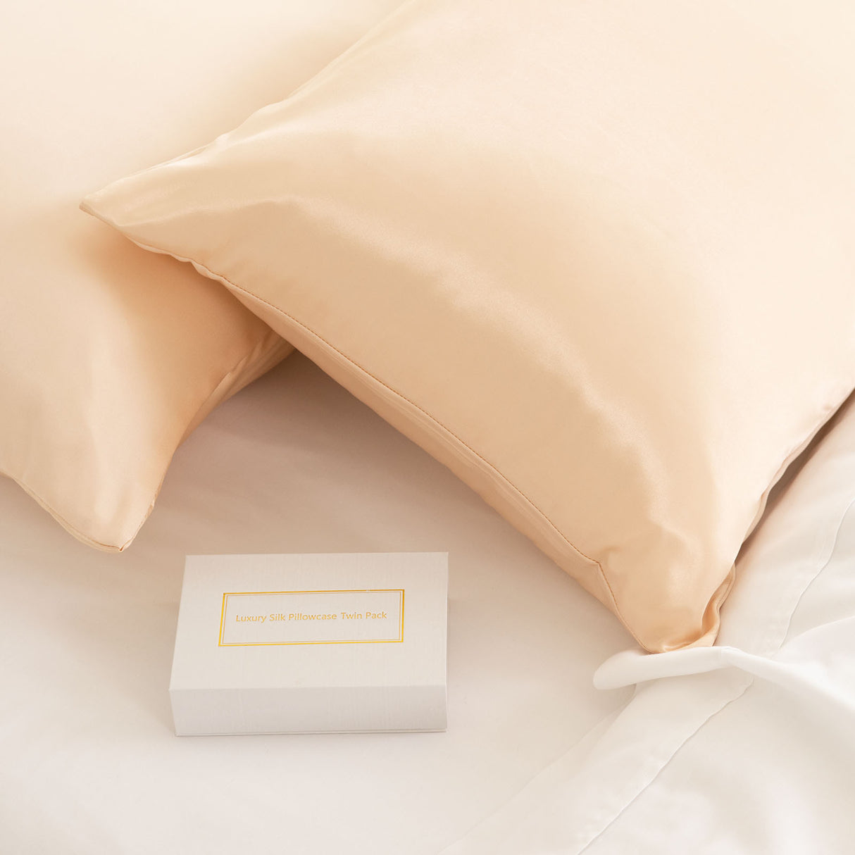 MULBERRY SILK PILLOW CASE TWIN PACK - SIZE: 51X76CM - CHAMPAGNE PINK