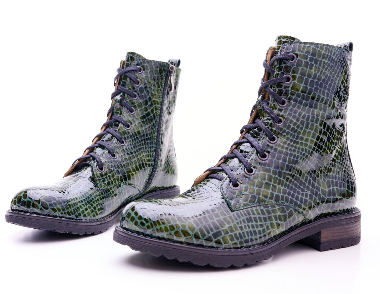 Bosccolo Womens Boots - Croco Green