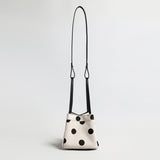 Polka Dot Canvas Mini Bucket Bag - Ivory