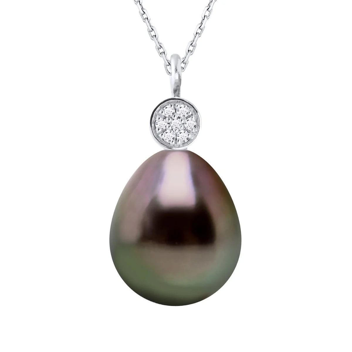 Necklace Prestige Drop Tahitian Pearl & Diamond White Gold
