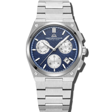 Christophe Duchamp Attitude Chrono - Blue Dial & 316L Stainless Steel Strap
