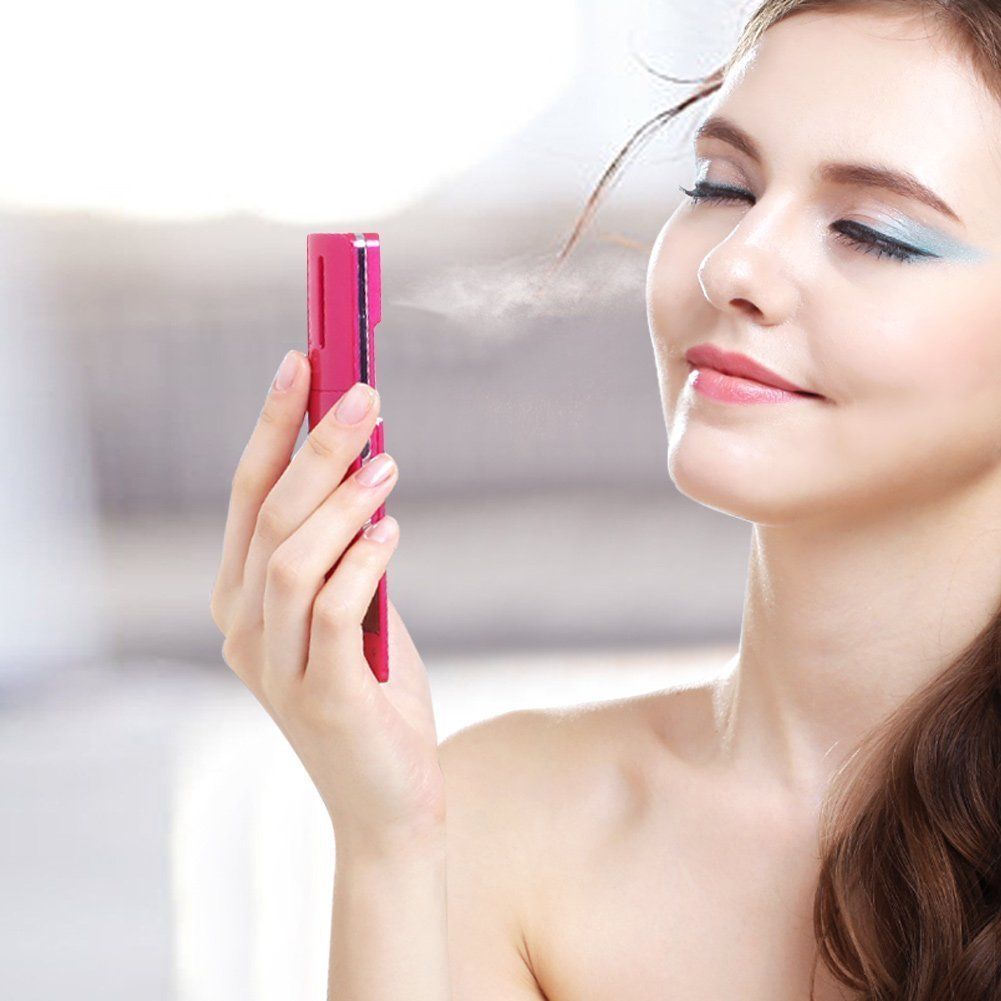 Nano Handy Mist Spray Moisture Atomizer Usb Rechargeable Skin Facial Body Pink
