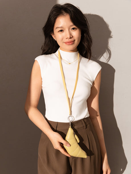 Croissant Mini Pouch Bag Charm - Yellow