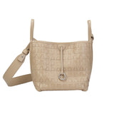 BAMEI Embossed Calfskin Leather Bucket Bag Set - Taupe