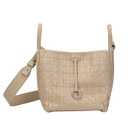 BAMEI Embossed Calfskin Leather Bucket Bag Set - Taupe