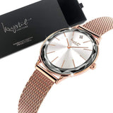 Krystal Couture Krystal Couture Geometric Mineral Glass Feat SWAROVSKI Crystal Watch Rose Gold White