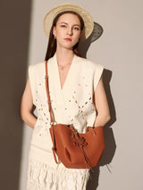 Valencia Knot Leather Tote Bag - Brown