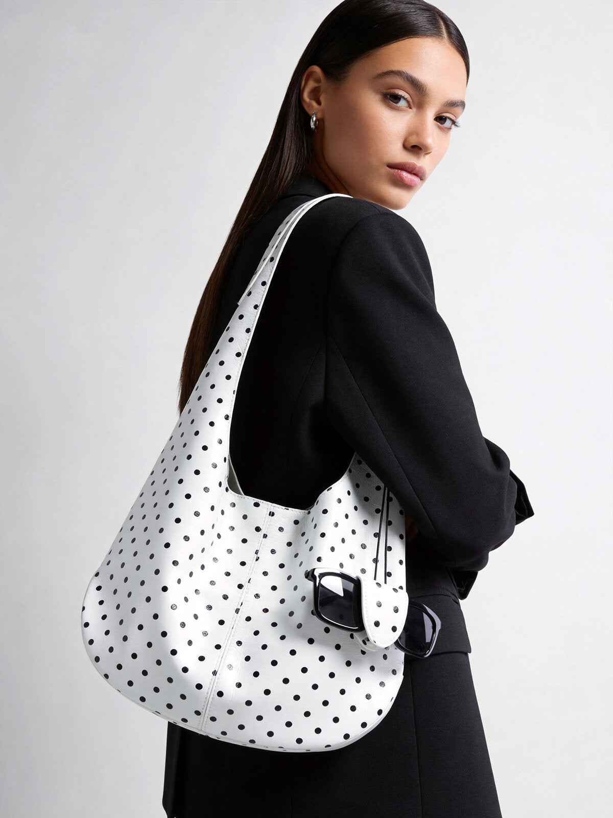 Leopard Print Soft Hobo Bag - White