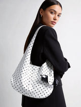 Leopard Print Soft Hobo Bag - White