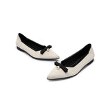 Sarah Casual Pearl Bow Commuter Flats - White