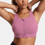 Power On Zip Front Racerback High Impact Sports Bra - Pink