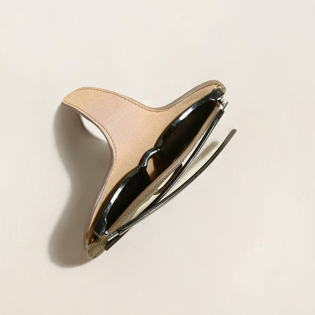 Leather Sunglasses Wrist Pouch - Taupe