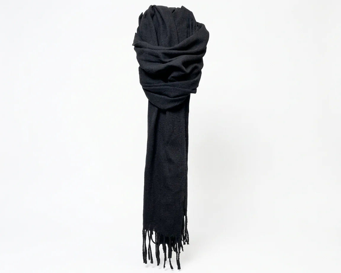 Cherry Red Plain Scarf - Black