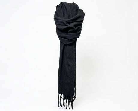 Cherry Red Plain Scarf - Black