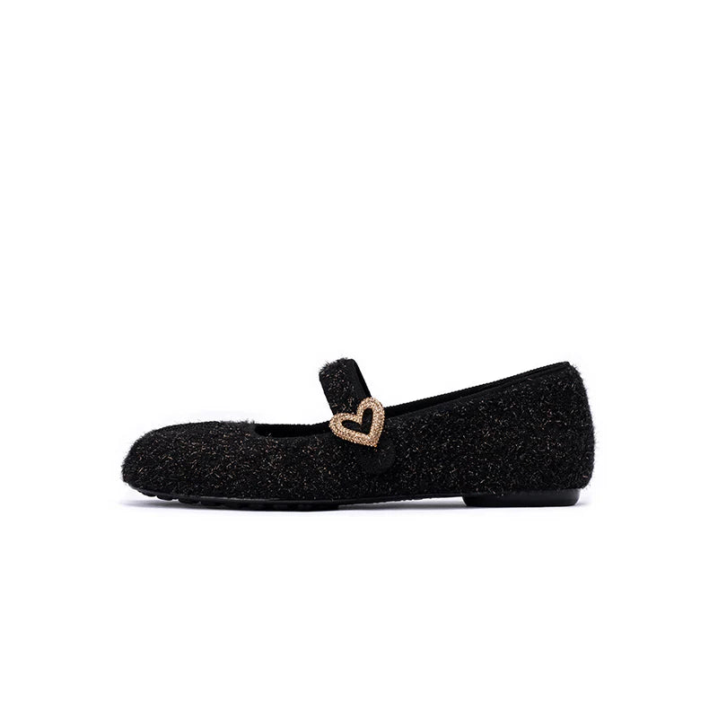 Oriental Split Toe Mary Jane Flats - Black