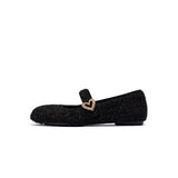 Oriental Split Toe Mary Jane Flats - Black