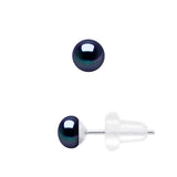 Manufacture Royale Earrings Freshwater Pearl Black White Gold 4-5mm