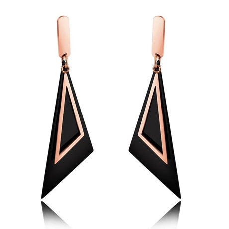 Bullion Gold Modern Geometric Style Dangle Earrings Duo Scalene