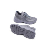 Rhinestone Mesh Knit Chunky Platform Sneakers - Grey