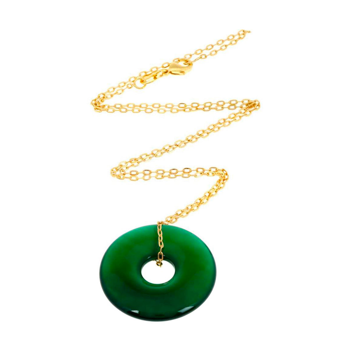 Liv Oliver 18K Gold Green Jade Eternity Necklace