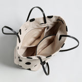 Polka Dot Canvas Tote - Ivory
