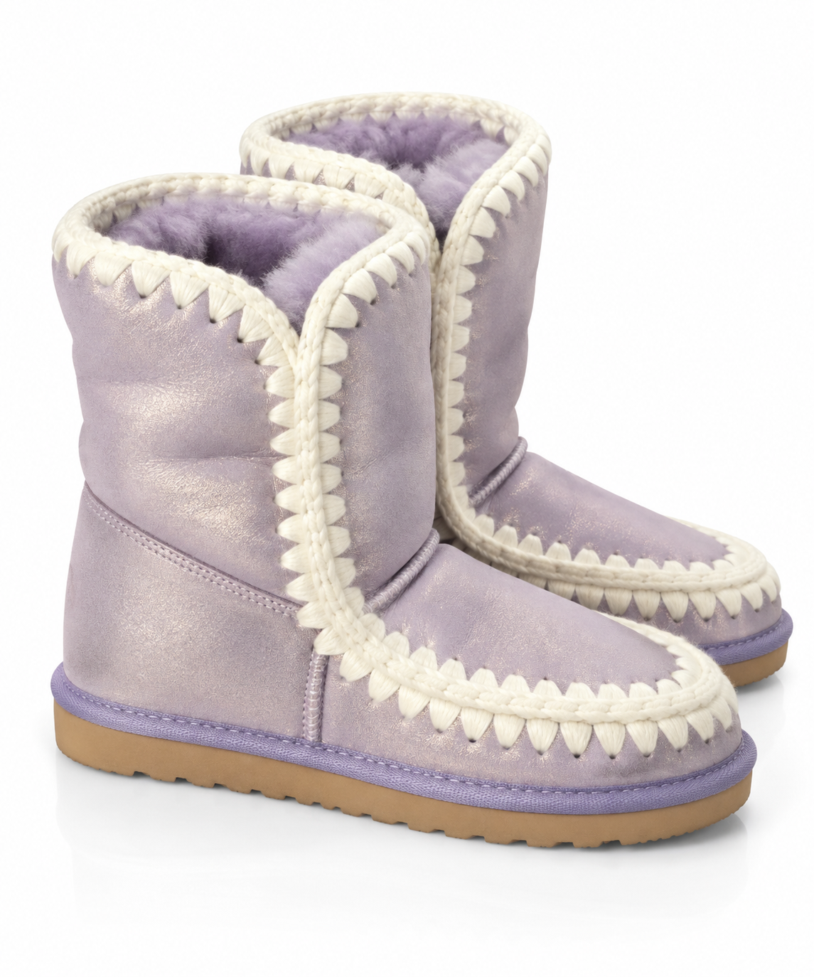 Australian Leather Ugg Short Trim Eskimo - Metallic Lilac - AU5