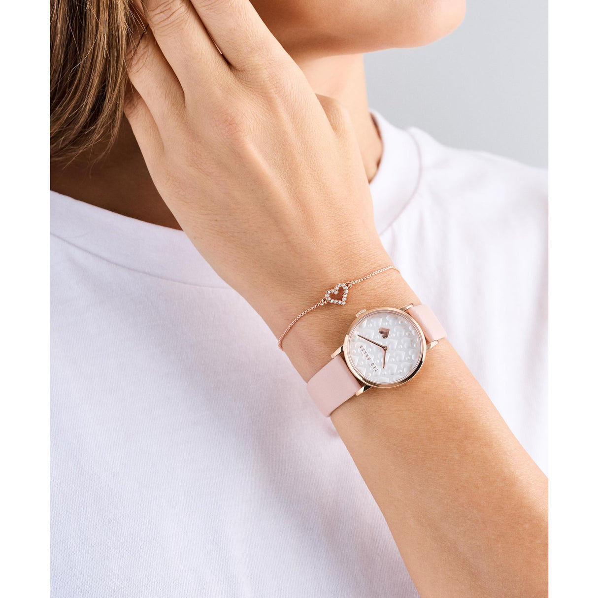 Ted Baker Womens Staciie Hearts Pink 32mm Watch & Bracelet Gift Set