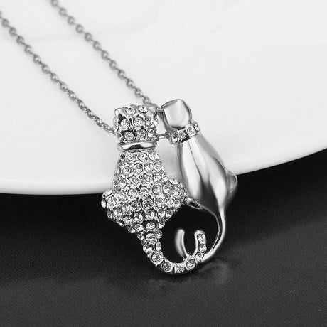 Tabby Boxed Lux White Gold Watch & Feline Necklace Set