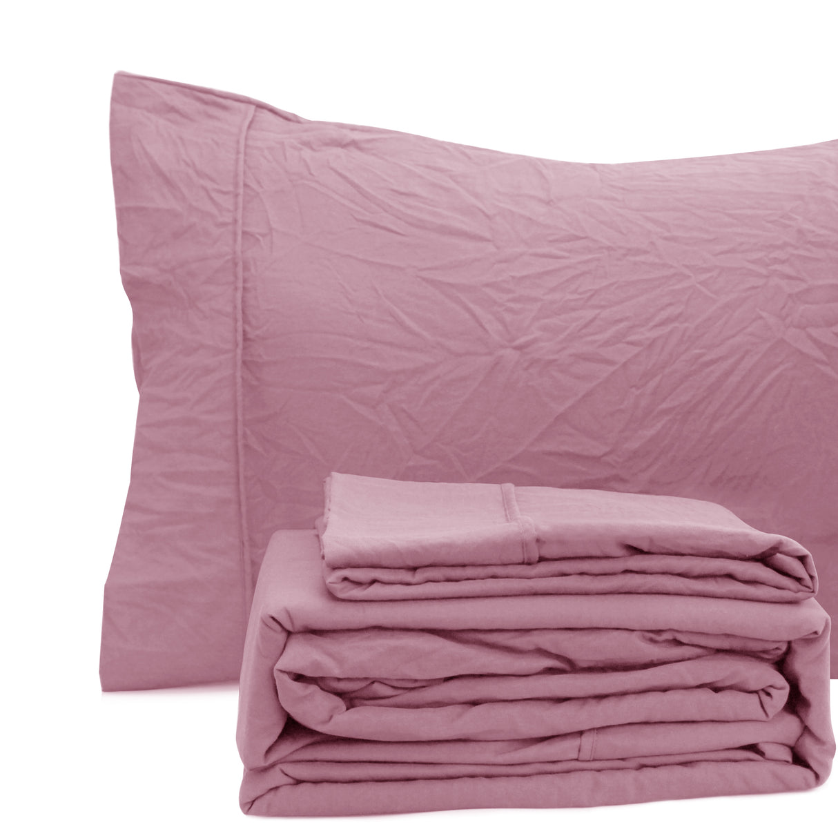 Ramesses Pebble Wash Linen Alternative Sheet Set  - Classic Rose
