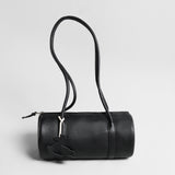 Leather Cylinder Crossbody Bag – Lychee Grain Shoulder Bag