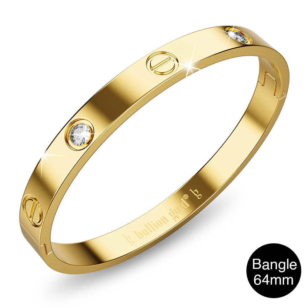 Bullion Gold Carrie Stainless Steel Bangle in Gold - 64mm