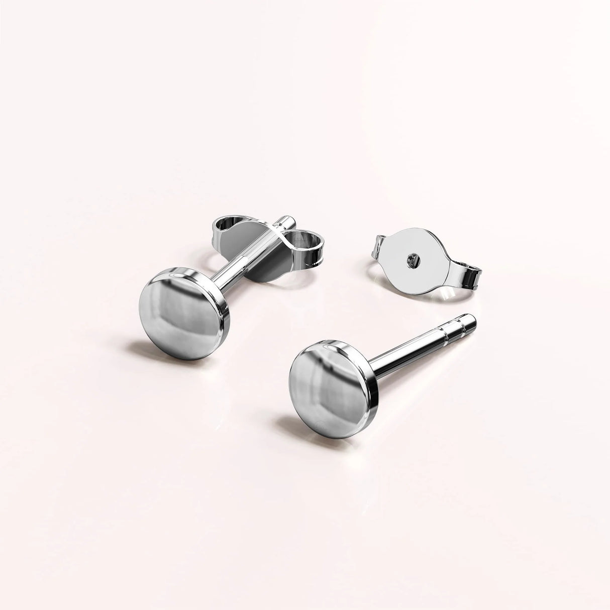 Solid 925 Sterling Silver Circle Stud Earrings