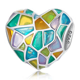 Solid 925 Sterling Silver Catholic Stained Glass Heart Charm