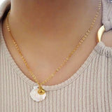 Bullion Gold Dual Pearl & Gold Shell Necklace