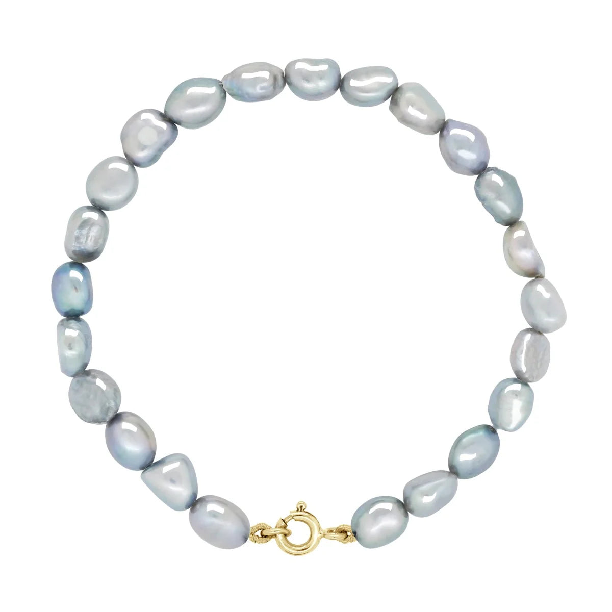 Bracelet Baroque Baroque Freshwater Pearl Grey Yellow Gold 6-7mm