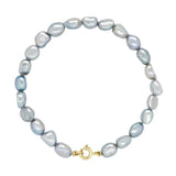 Bracelet Baroque Baroque Freshwater Pearl Grey Yellow Gold 6-7mm