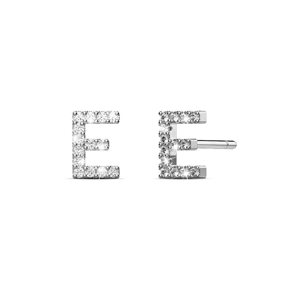 Solid 925 Sterling Silver Glamour Alphabet Letter Earrings