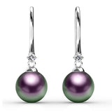 Krystal Couture Magnificent Pearl Hook Earrings Embellished with Swarovski Crystal Iridescent Purple Pearls