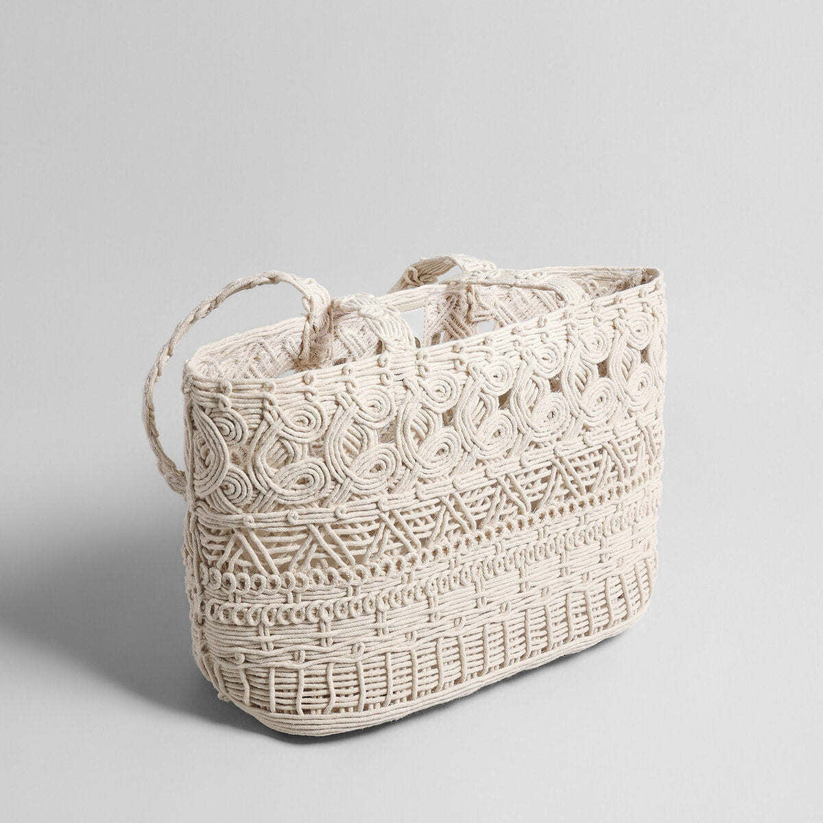 Macrame Woven Tote Bag - Ivory